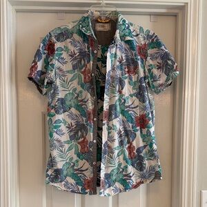 Free Planet Men’s Tropical Button-Down Shirt | Size M | Short Sleeve Casual